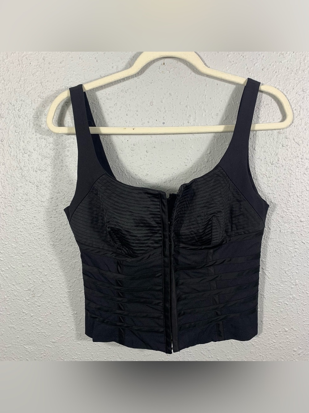 Cache Vintage Black Corset Style Sguare Neck Top size 8